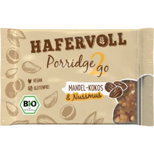 HAFERVOLL Porridge2go Mandel-Kokos 55g – veganer, glutenfreier Bio-Haferbrei im Beutel