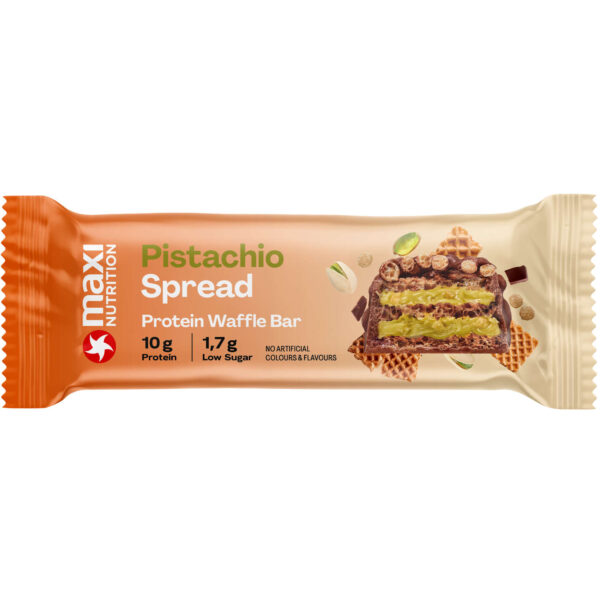 MaxiNutrition Protein Waffle Bar Pistachio Spread 39g – Verpackung Packshot