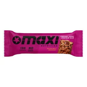 MaxiNutrition Creamy Core Protein Bar Hazelnut Nougat – verpackter Proteinriegel in der Sorte Haselnuss-Nougat