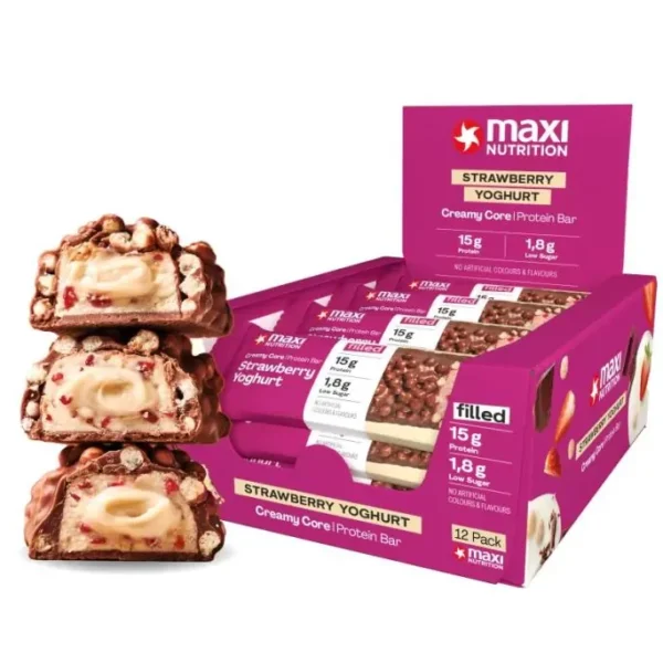 MaxiNutrition Creamy Core Protein Bar Strawberry Yoghurt 45g – Perfo-Tray