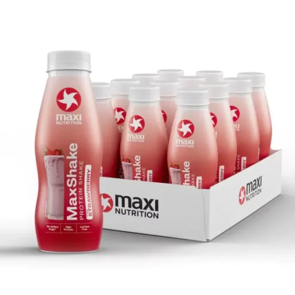 MaxiNutrition MaxShake Protein Milkshake Strawberry 330ml – Tray Packshot