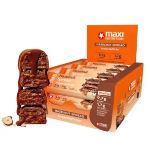 MaxiNutrition Protein Waffle Bar Hazelnut Spread 39g – Perfo-Tray mit Riegeln